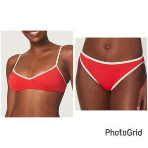 Andie Swim NWT The Bells Bikini Set Poppy Red Size‎ XXL